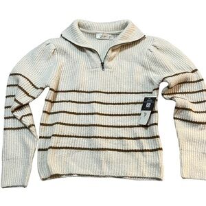RD Style 1/4 Zip Long Sleeve Striped Sweater Size S